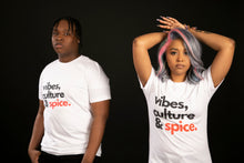 Load image into Gallery viewer, Vibes, Culture &amp; Spice Unisex Tee (White)
